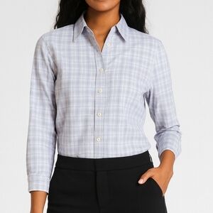 🧨 Banana Republic Lavender Plaid Fitted Button Down
